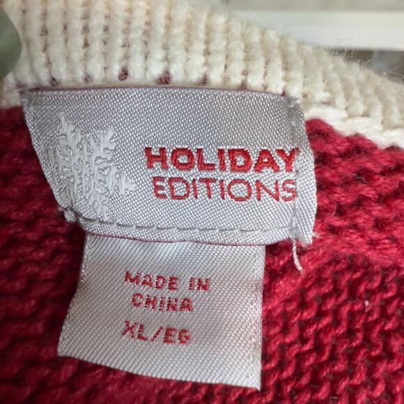 Holiday Editions red & cream festive Holiday vest, cheerful, party, warm #4414 - Picture 8 of 9